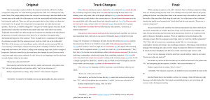 a set of 3 blocks of text that show content in its original form, the Track Changes version, and the final result