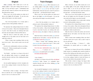 a block of edited text in three forms: the original, the Track Changes version, and the final copy